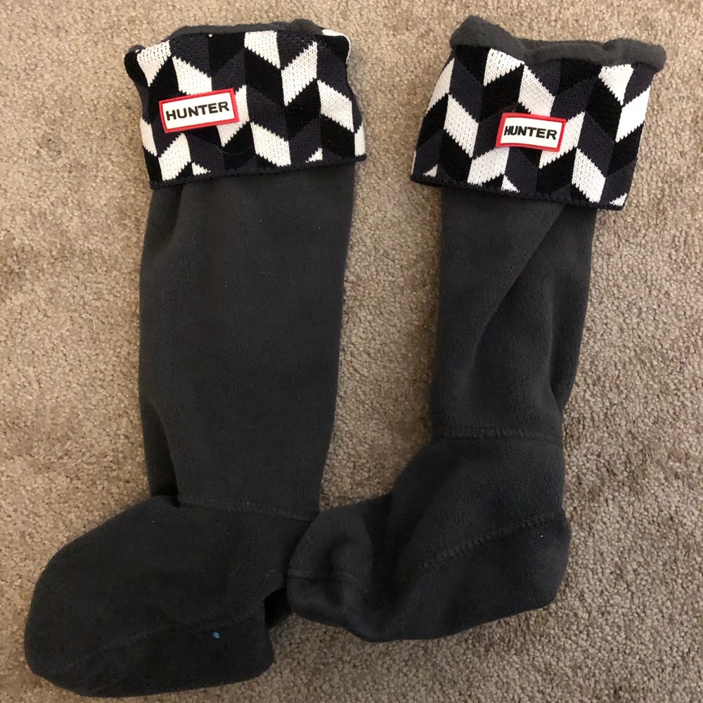 Hunter Boot Socks with black and white pattern
